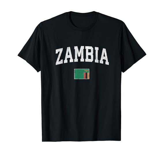 Zambia TShirt Vintage Sports Design Zambian Flag Tee Clothing